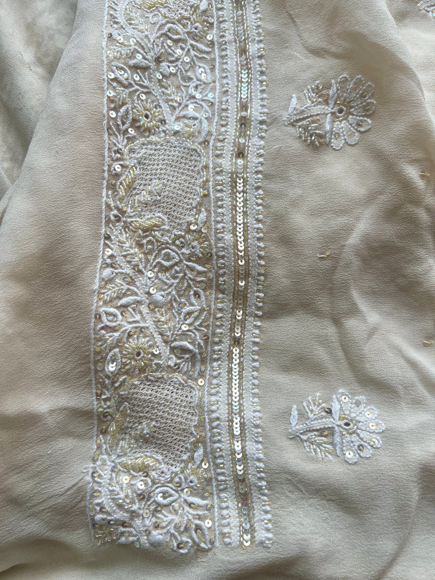Suhaan Cream Chikankari pearl sequins kurta and dupatta